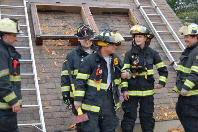 September 27, 2009: Probationary FF Dave Lullo explains just how easy it was to chop a hole with an axe.